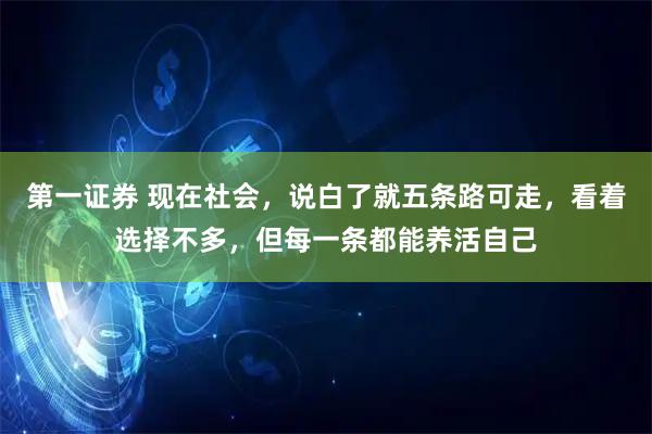 第一证券 现在社会，说白了就五条路可走，看着选择不多，但每一条都能养活自己